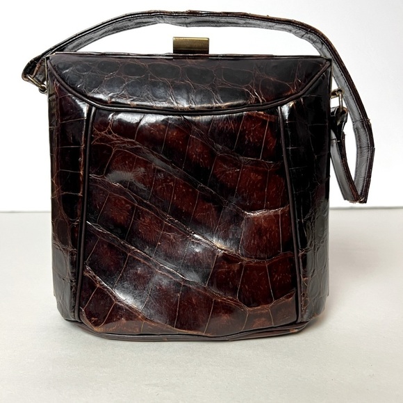 Vintage Authentic Bass Alligator Brown Small Bag - Picture 2 of 14